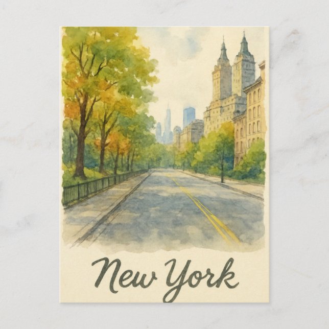 Postal color de agua nueva york  (Anverso)