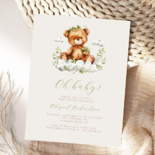 Postal Color de agua verde Eucalyptus Teddy Bear Baby Sho
