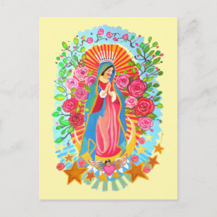 Postal Color de fondo Personalizado de Nuestra Señora de 