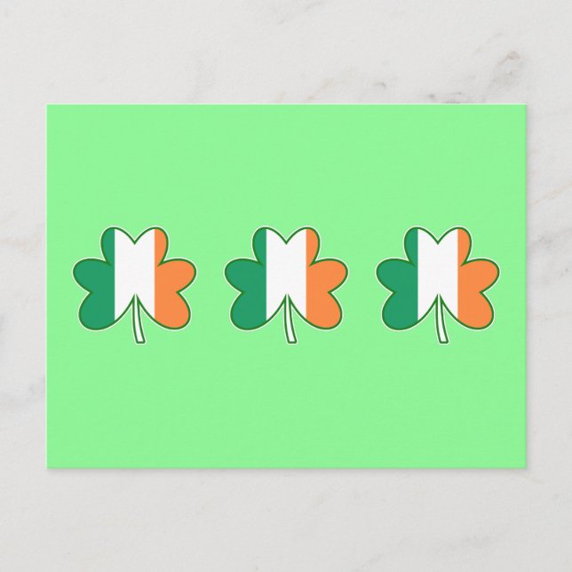 Postal Color de la bandera irlandesa Shamrock (Anverso)