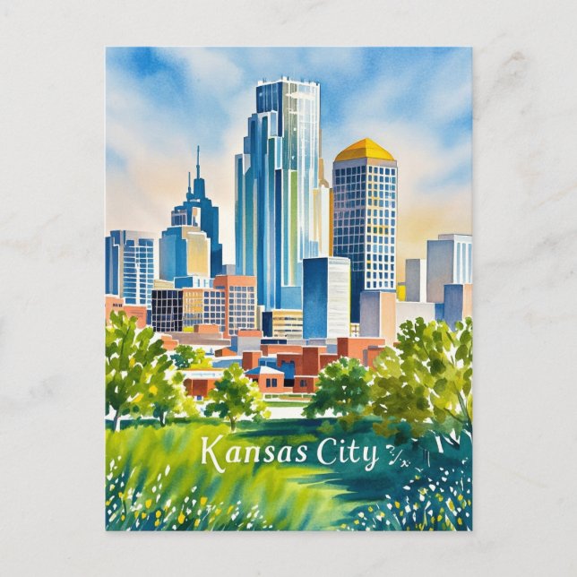Postal Color del agua de Kansas City (Anverso)