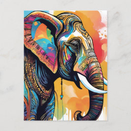 Postal Color del agua del elefante mandala