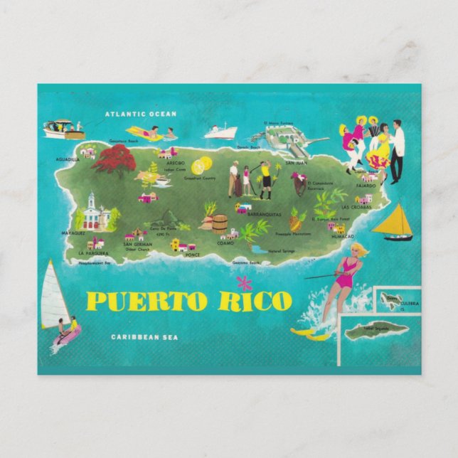 Postal Color del mar Puerto Rico (Anverso)