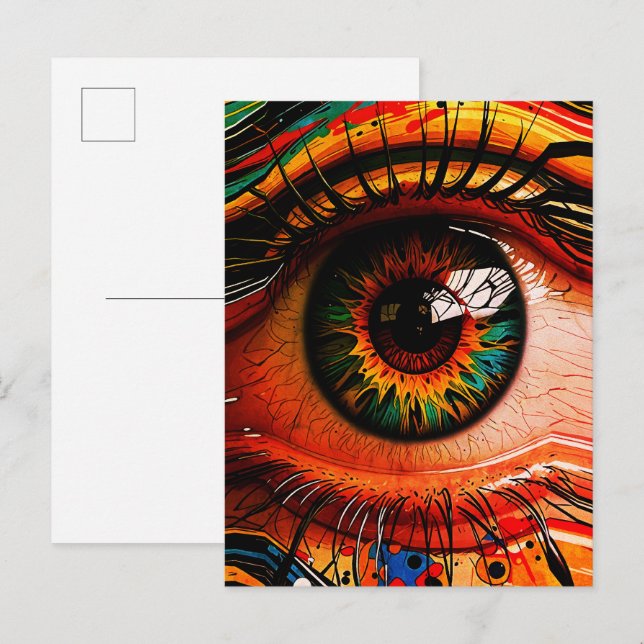 Postal Color Explosion Eye – Vibrant Abstract Realism (Anverso / Reverso)