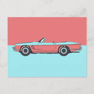 Postal Color pastel de coches de época