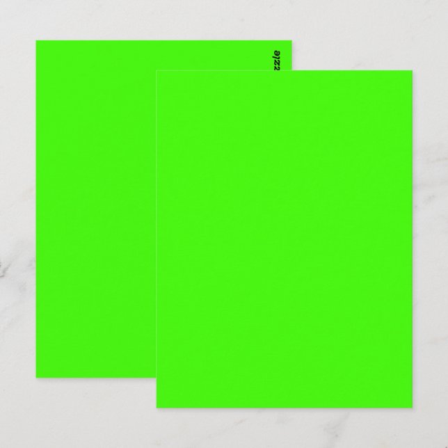 Postal Color Sólido Verde Neon de Arlequín (Anverso / Reverso)