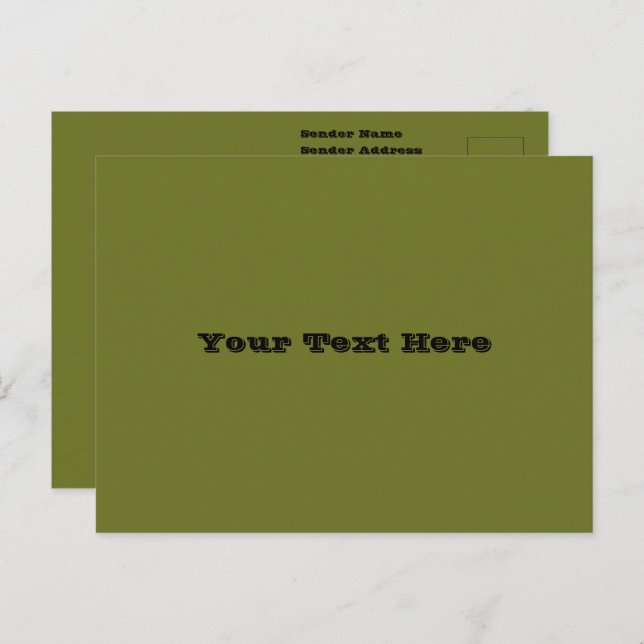 Postal Color verde oliva sólido (Anverso / Reverso)