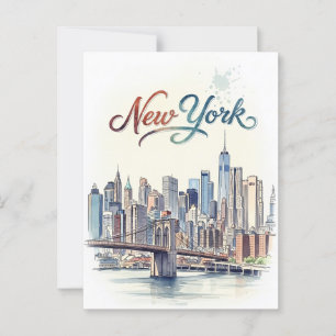 Postal color wtare nueva york
