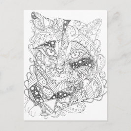 Postal Colorable Gato Resumen Arte Colorante Colorante ad