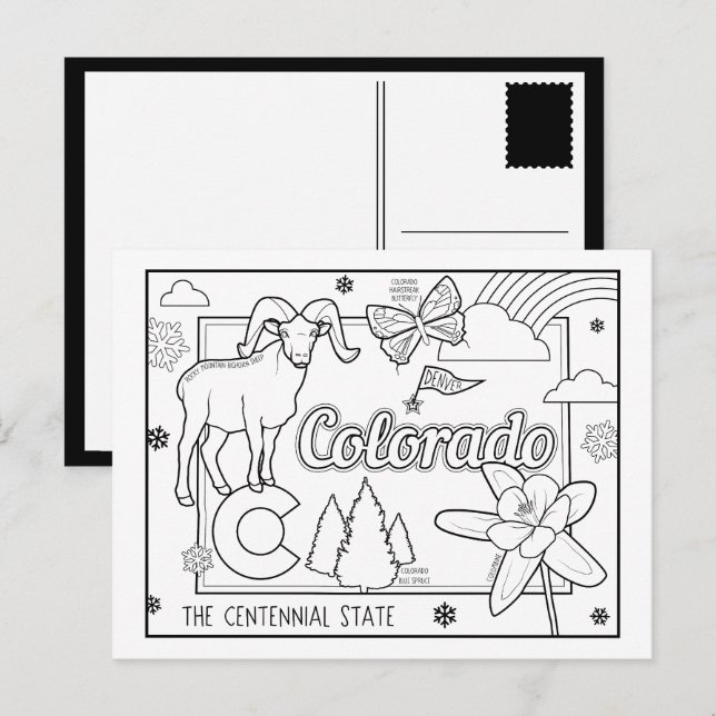 Postal colorado colorea mi collage (Anverso / Reverso)