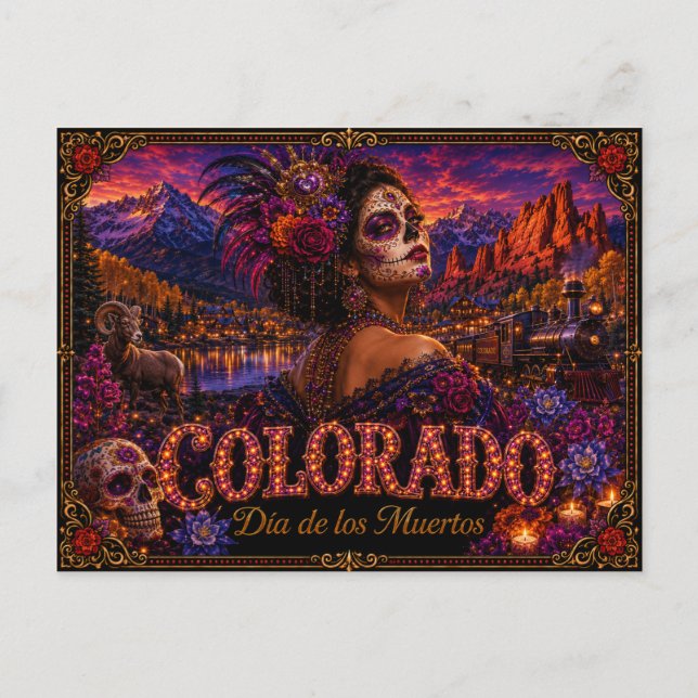 Postal Colorado Día de los Muertos Retro (Anverso)