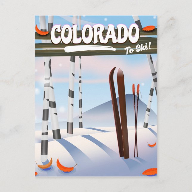 Postal ¡Colorado para esquiar! (Anverso)