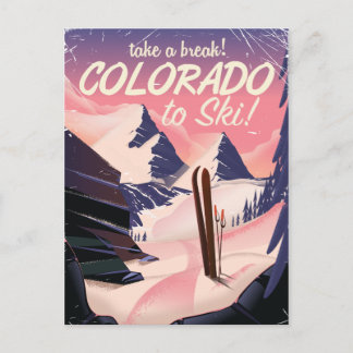 Postal ¡Colorado para esquiar! Póster de viaje vintage