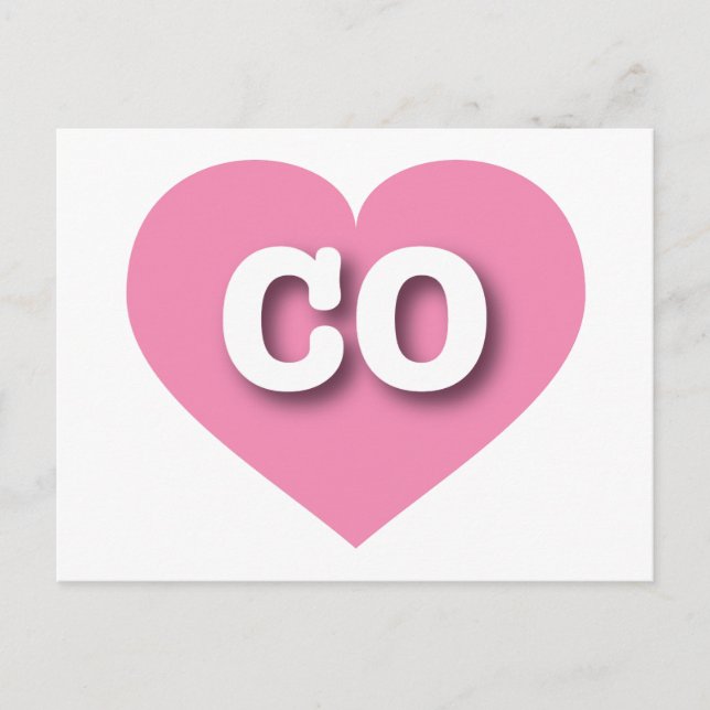 Postal Colorado Pink Heart - Amo el CO (Anverso)