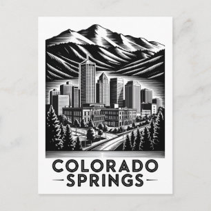 Postal Colorado Springs Colorado Negro Blanco Grabado en