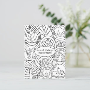 Postal Colorante Zen Doodle Trees Personalizado Textos Di