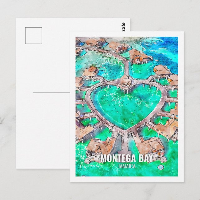 Postal Colores acuáticos de Montega Bay Jamaica (Anverso / Reverso)