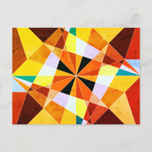 Postal Colores Cálidos Formas Geométricas Angulares Frías