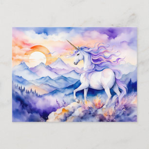 Postal Colores De Agua De Boho Fuertes Unicornio De Pie E