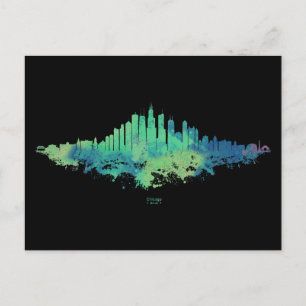 Postal Colores de agua de la línea aérea de la ciudad de 