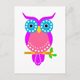 Postal Colores de diseño de puntos de búho.jpg