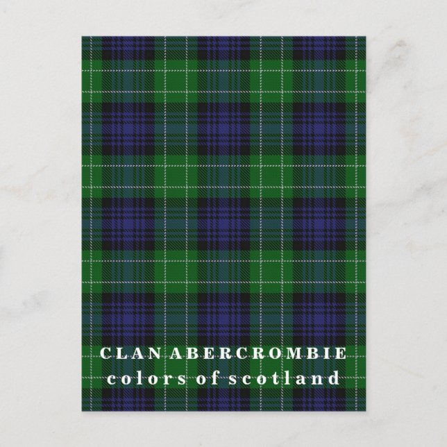 Postal Colores de Escocia Clan Abercrombie Tartán (Anverso)