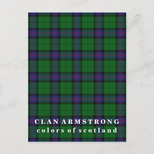 Postal Colores de Escocia Clan Armstrong Tartán (Anverso)
