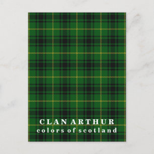 Postal Colores de Escocia Clan Arthur Tartán
