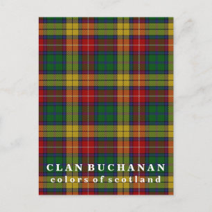 Postal Colores de Escocia Clan Buchanan Tartán