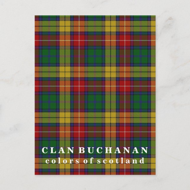 Postal Colores de Escocia Clan Buchanan Tartán (Anverso)