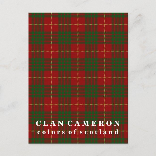 Postal Colores de Escocia Clan Cameron Tartán (Anverso)