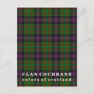 Postal Colores de Escocia Clan Cochrane Tartán
