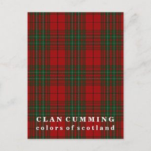Postal Colores de Escocia Clan Cumming Tartán