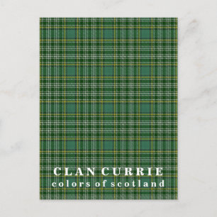 Postal Colores de Escocia Clan Currie Tartán