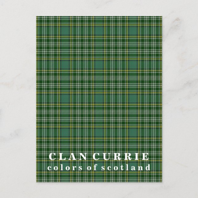Postal Colores de Escocia Clan Currie Tartán (Anverso)