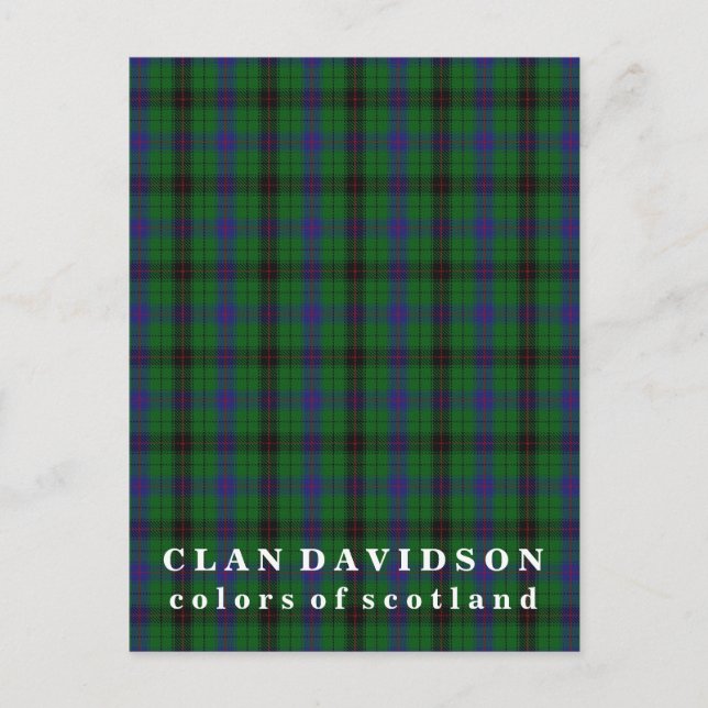 Postal Colores de Escocia Clan Davidson Tartán (Anverso)