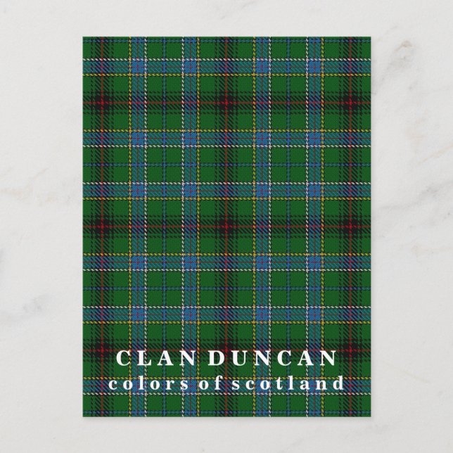 Postal Colores de Escocia Clan Duncan Tartán (Anverso)