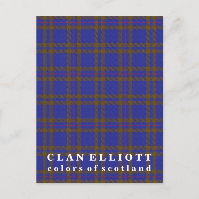 Postal Colores de Escocia Clan Elliott Tartan (Anverso)