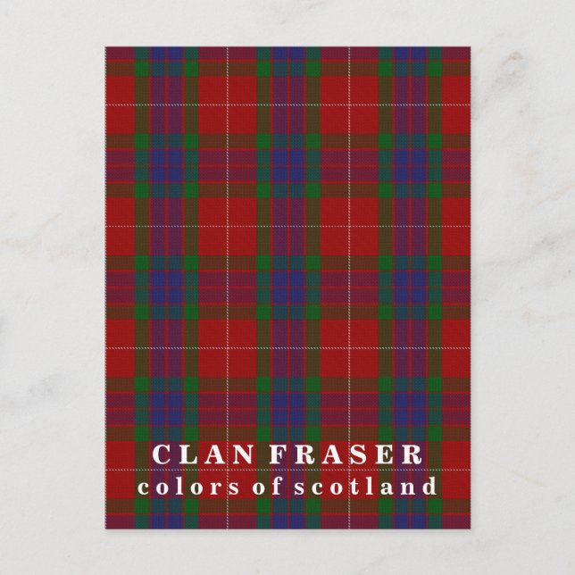 Postal Colores de Escocia Clan Fraser Tartán (Anverso)