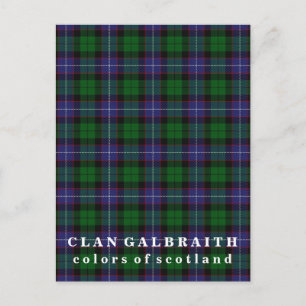 Postal Colores de Escocia Clan Galbraith Tartán