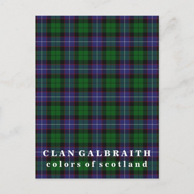 Postal Colores de Escocia Clan Galbraith Tartán (Anverso)