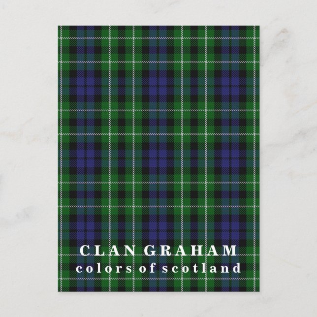 Postal Colores de Escocia Clan Graham Tartán (Anverso)