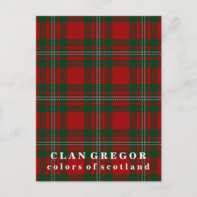Postal Colores de Escocia Clan Gregor Tartán (Anverso)