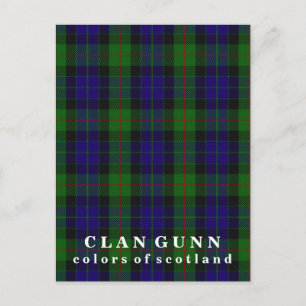 Postal Colores de Escocia Clan Gunn Tartán