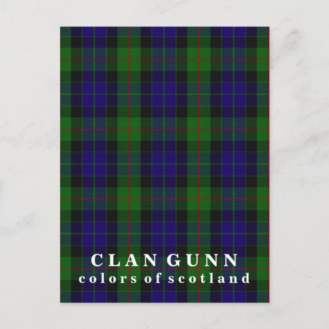 Postal Colores de Escocia Clan Gunn Tartán (Anverso)