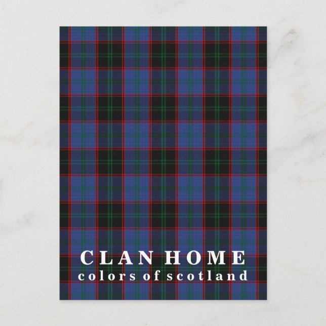 Postal Colores de Escocia Clan Home Tartán (Anverso)