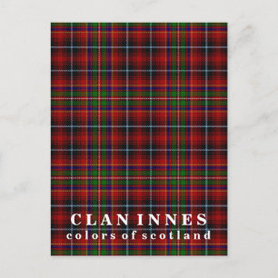 Postal Colores de Escocia Clan Innes Tartán