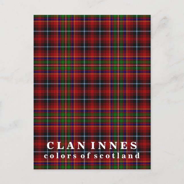 Postal Colores de Escocia Clan Innes Tartán (Anverso)