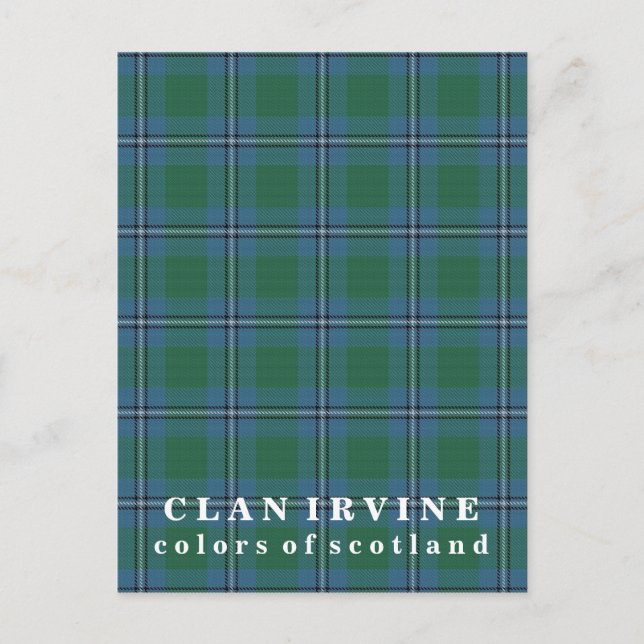 Postal Colores de Escocia Clan Irvine Tartán (Anverso)