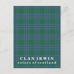 Postal Colores de Escocia Clan Irwin Tartán